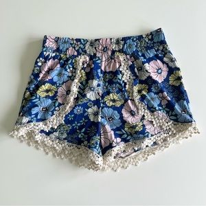 Charlotte Russe Blue Floral Shorts, Medium
